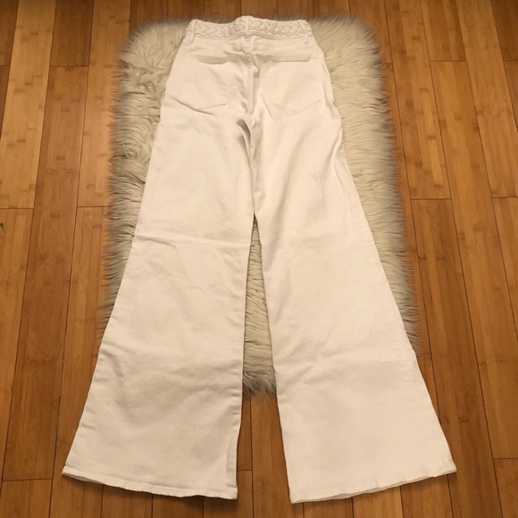 FRAME Baggy Palazzo Wide Leg High Rise Braided Waistline White Denim Jeans 27 - Picture 7 of 12